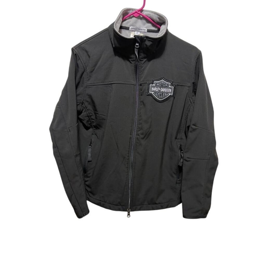 Harley-Davidson Womens M Black Softshell Jacket Port Authority Lined Biker Coat